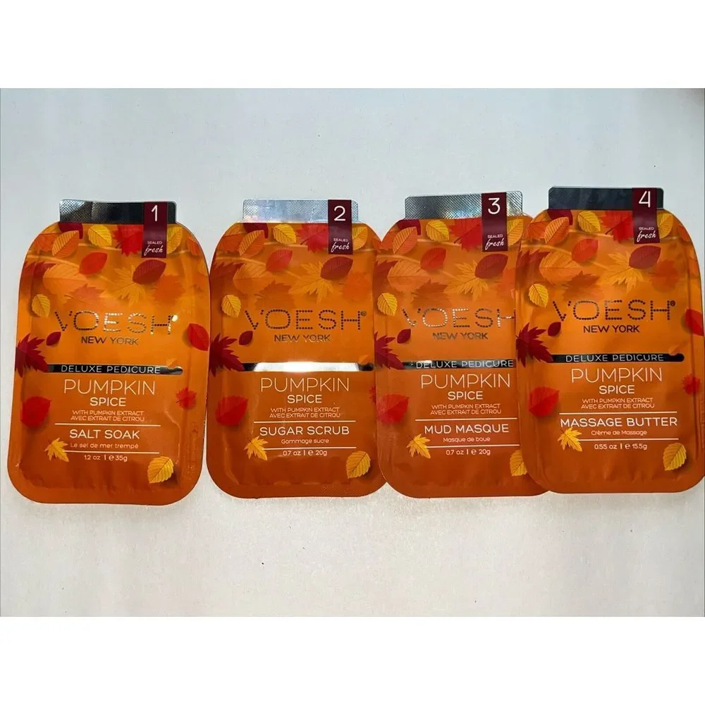 VOESH New York PUMPKIN SPICE PEDI In A Box Deluxe 2 Complet 4 Step Pedicure kits